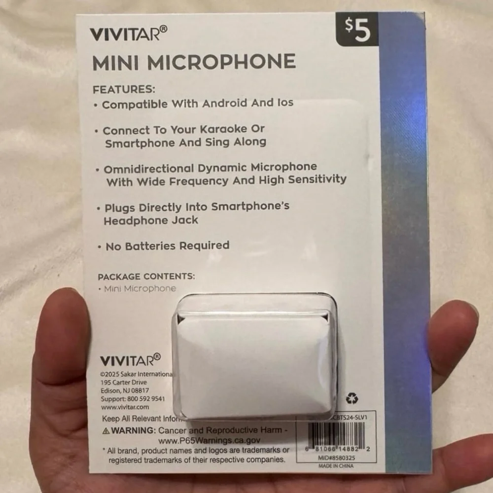 Vivitar Silver Portable Mini Microphone, Product Length 1 inch